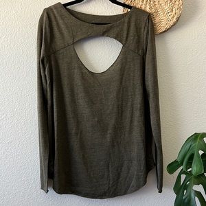 NEW Chaser Olive Green Long Sleeve Cutout Top